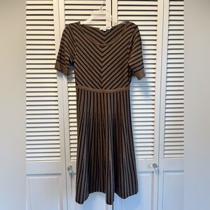Boden Brown and Black Striped Midi Dress